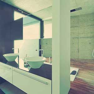 Cuarto de baño contemporáneo en vivienda unifamiliar